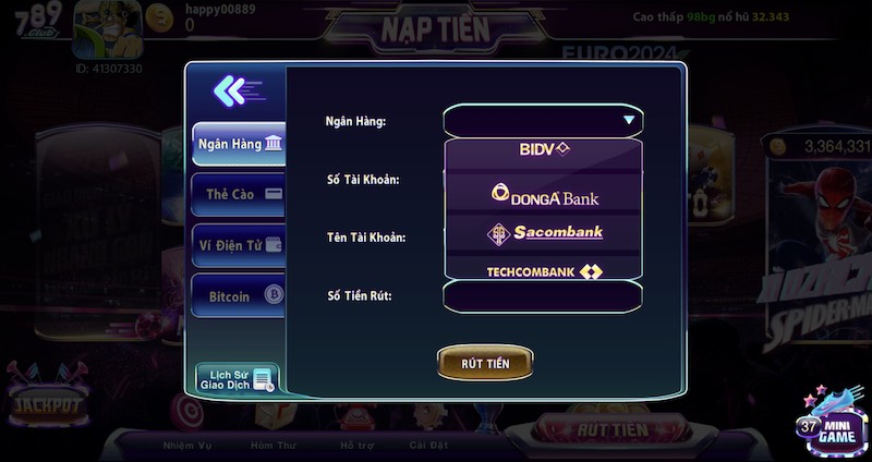 Hướng dẫn cách rút tiền từ game bài qua atm